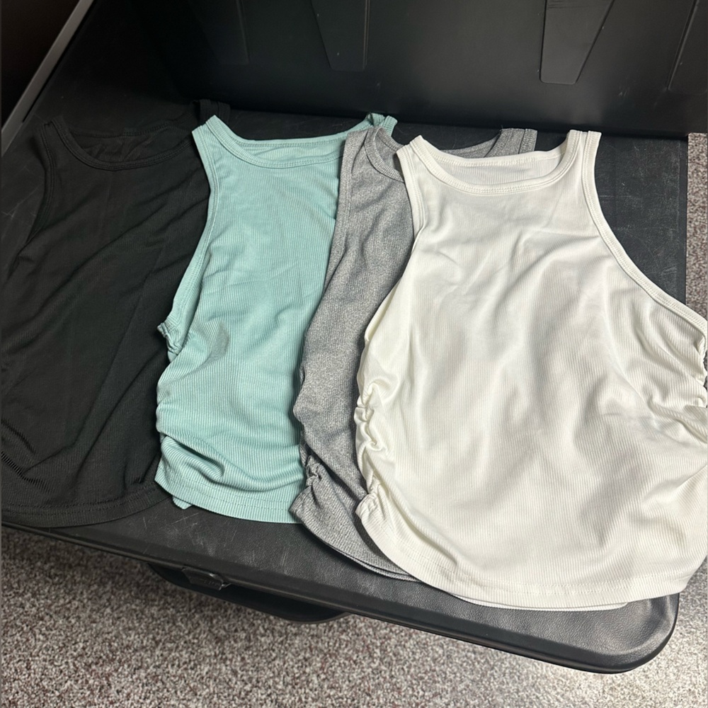 Set of 4 Womens Ribbed High Neck Tank Tops